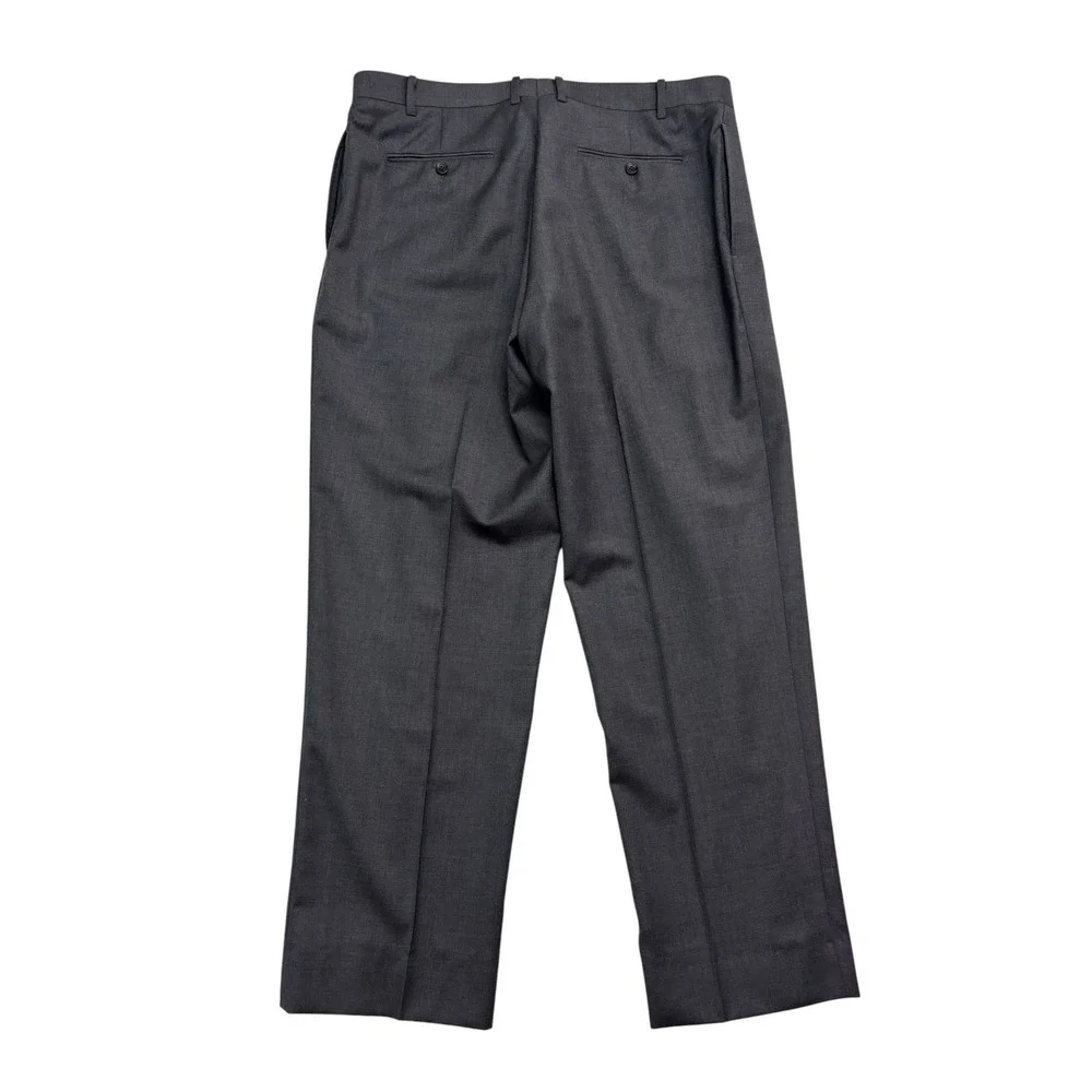 Joseph Abboud 46R 38x32 Gray 2pc Pant Suit 100% Wool Flat Front Two Button Mens